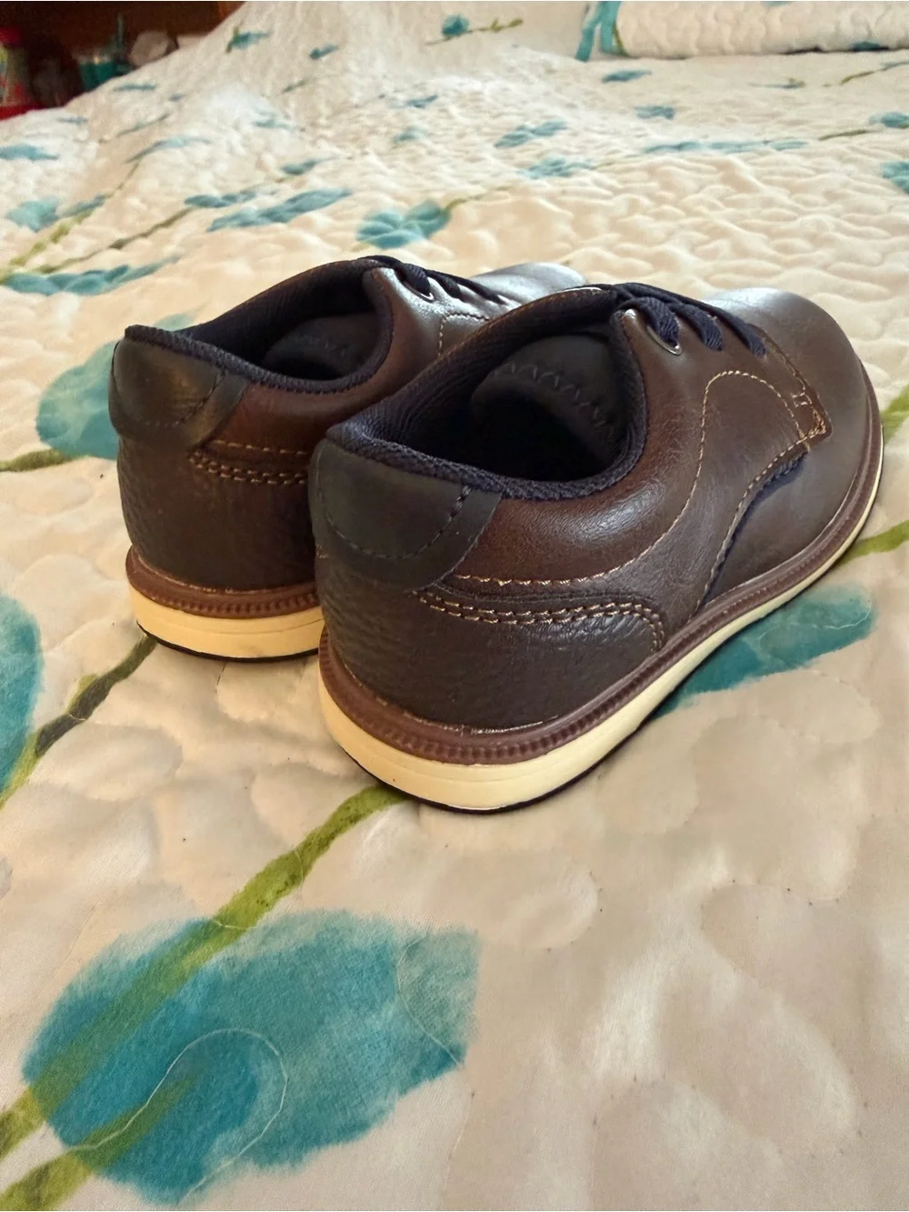 Mix No. 6 Brown Kids Lace-Up Dress Shoes with Navy Accents